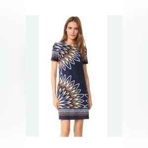 TORY BURCH Mariana Navy Floral Bloom Ponte Knit Dress.